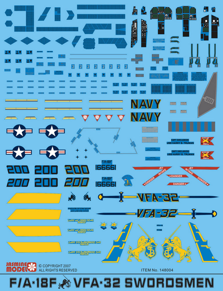 148004 Model Decals for 1/48 US Navy F/A-18F VFA-32 Swordsmen