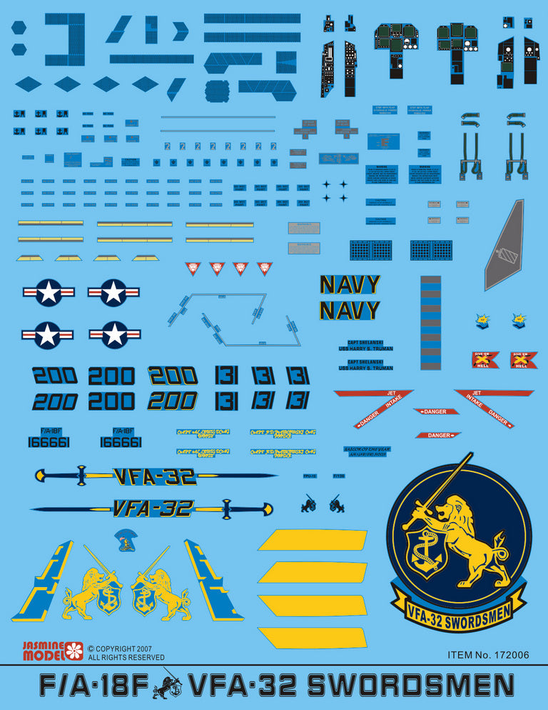 172006 Model Decals for 1/72 US Navy F/A-18F VFA-32 Swordsmen