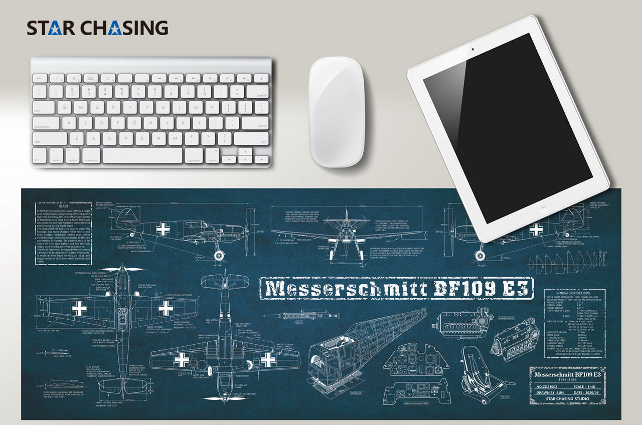 ZD21002 Gaming Mouse Pad Mat Office Large Non-Slip 800x300X3 mm WWII Bf-109E3