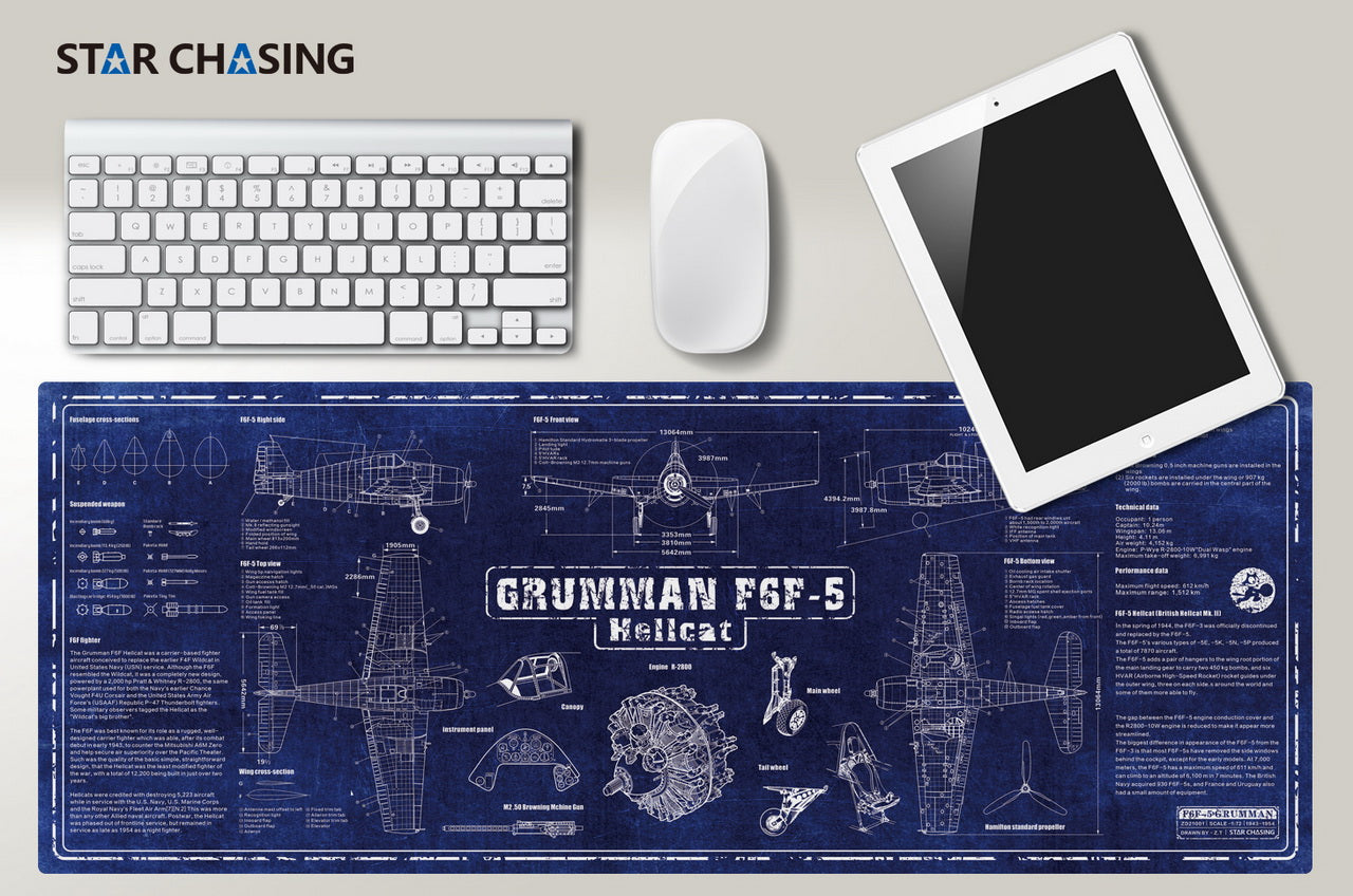 ZD21001 Gaming Mouse Pad Mat Office Large Non-Slip 800x300X3 mm WWII F6F-5