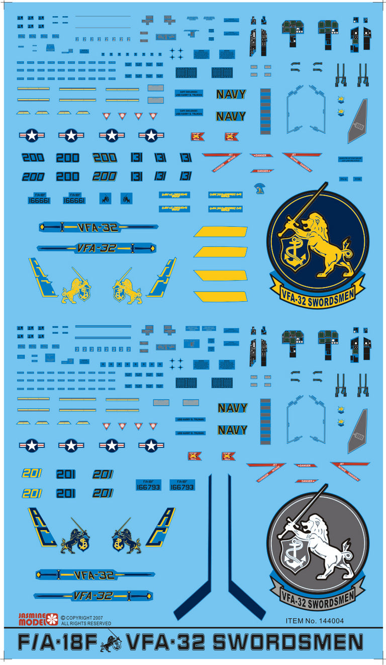 144004 Model Decals for 1/144 US Navy F/A-18F VFA-32 Swordsmen