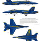 144001 Model Decal for 1/144 US Navy F/A-18A Hornet Blue Angels