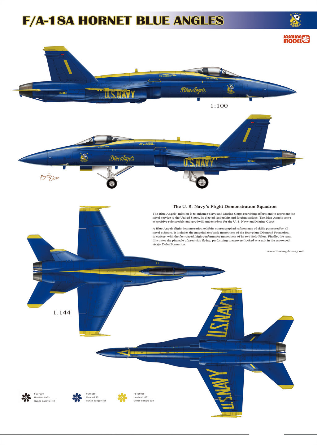 148003 Model Decal for 1/48 US Navy F/A-18A Hornet Blue Angels