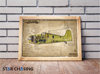 ZS110013 WWII Military Aviation Art Print GRUMMAN F6F-5 Hellcat Cutaway Drawing